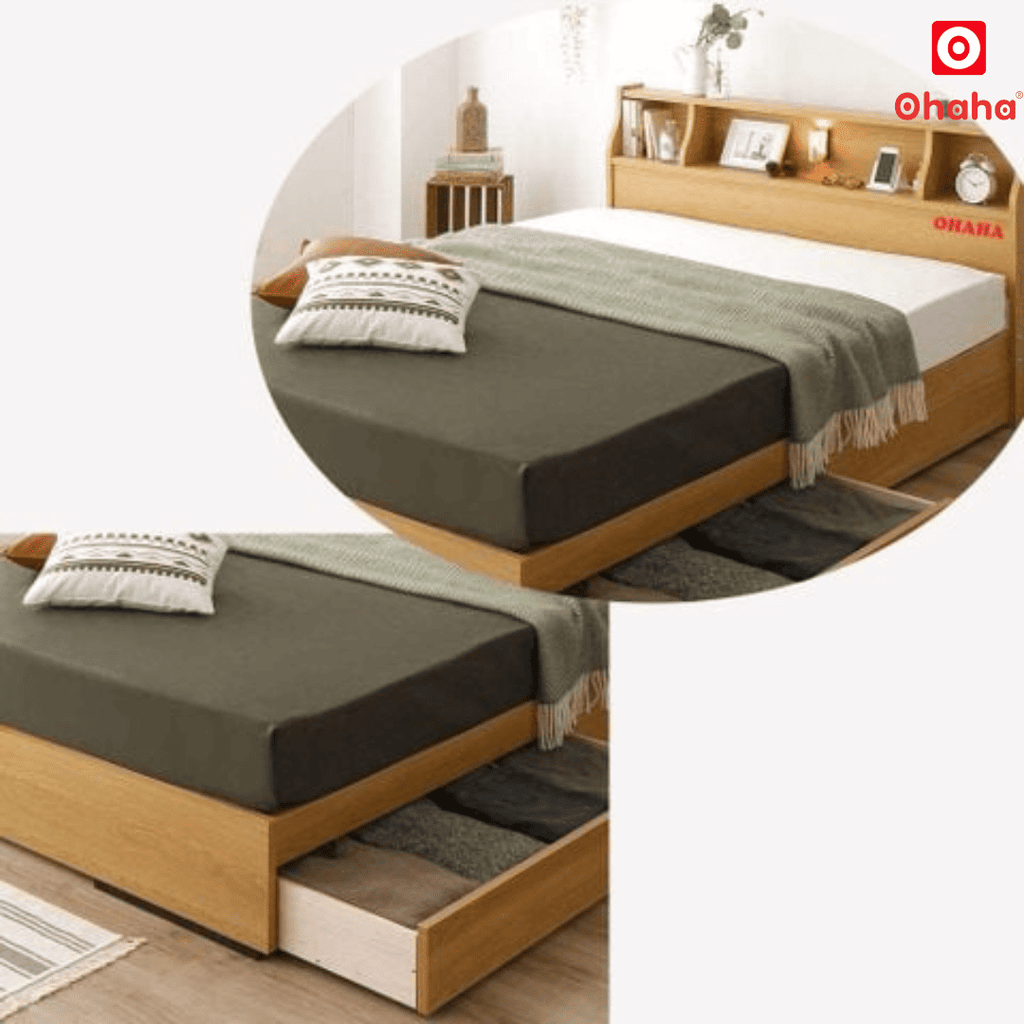Giường Ngủ Gỗ Công Nghiệp Cao Cấp OHAHA Chuẩn Nhật - YELLOW -  GC041 - 01
