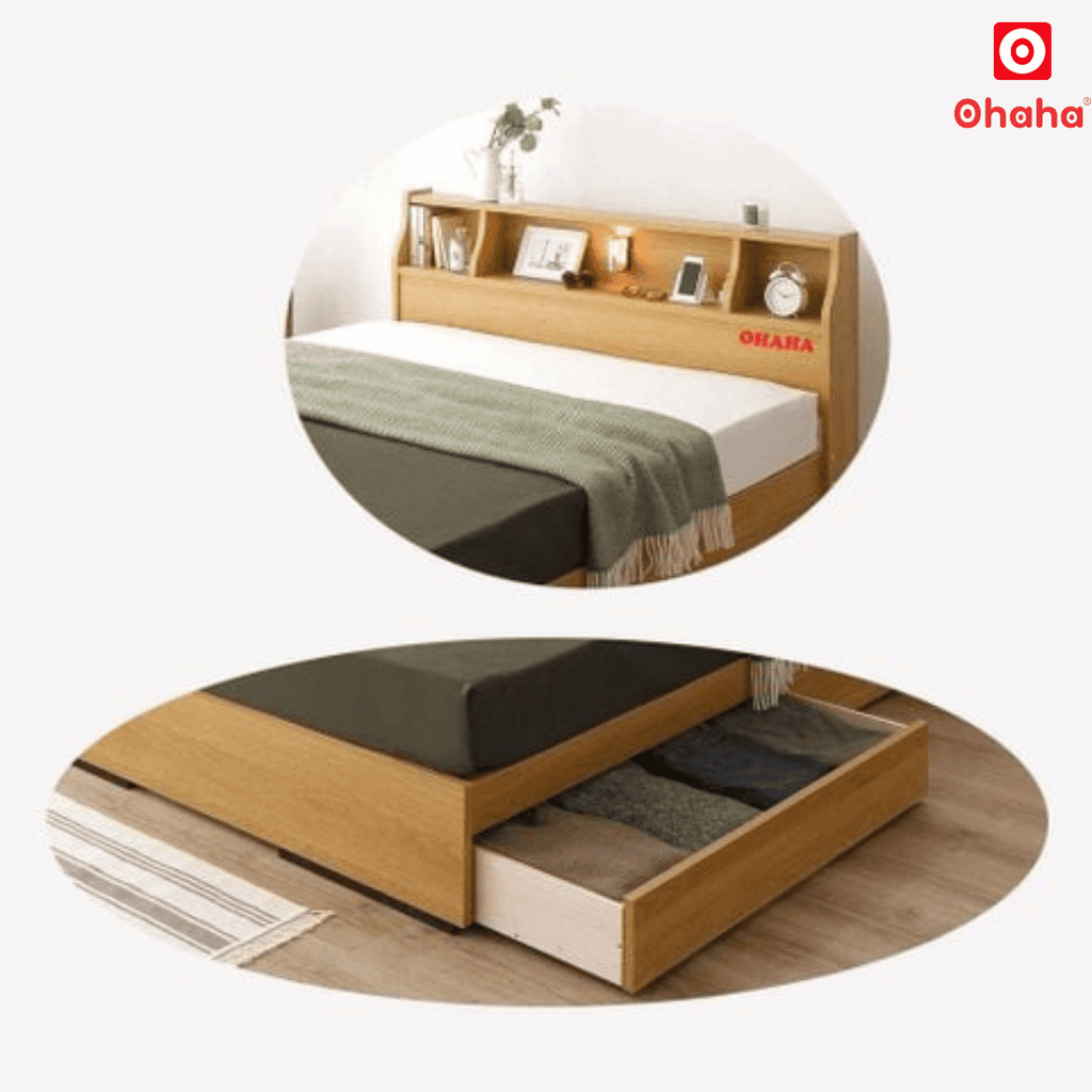 Giường Ngủ Gỗ Công Nghiệp Cao Cấp OHAHA Chuẩn Nhật - YELLOW -  GC041 - 01