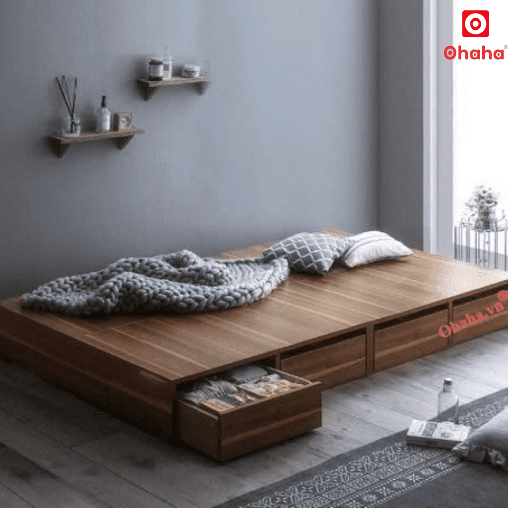 Giường ngủ gỗ công nghiệp cao cấp kiểu hộp OHAHA  - GC044 - 02