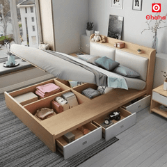 Giường ngủ gỗ cao cấp bọc nệm Ohaha - GN004