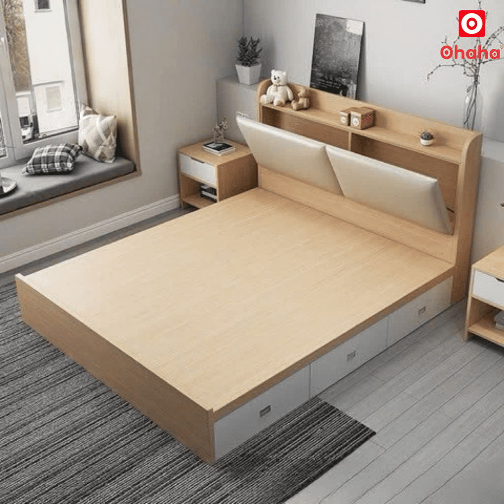 Giường ngủ gỗ cao cấp bọc nệm Ohaha - GN004