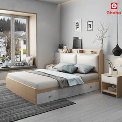 Giường ngủ gỗ cao cấp bọc nệm Ohaha - GN004