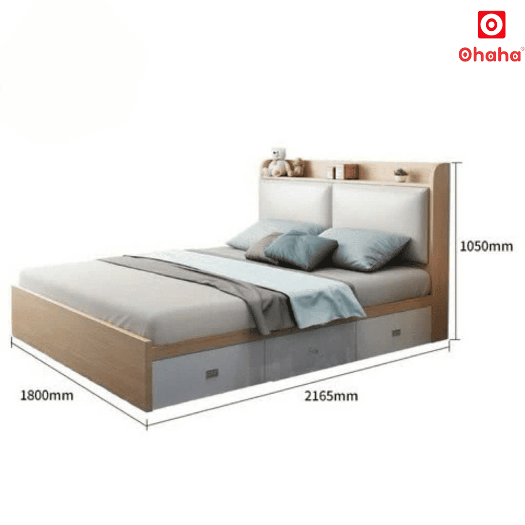 Giường ngủ gỗ cao cấp bọc nệm Ohaha - GN004