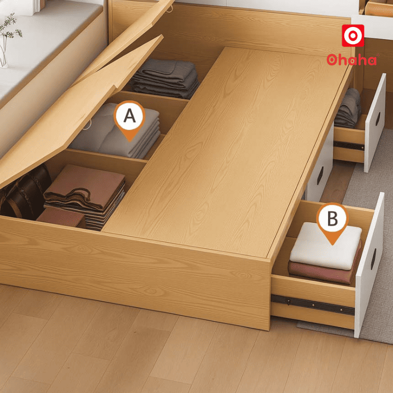 Giường ngủ gỗ thông minh OHAHA  - GC063
