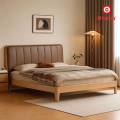 Giường Ngủ Gỗ Tự Nhiên Bọc Nệm Cao Cấp OHAHA - GGTN019