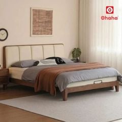 Giường ngủ gỗ tự nhiên bọc nệm cao cấp OHAHA - GGTN021