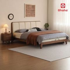 Giường ngủ gỗ tự nhiên bọc nệm cao cấp OHAHA - GGTN021