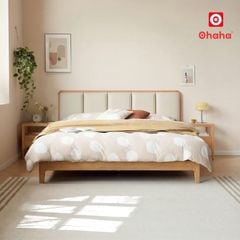 Giường ngủ gỗ tự nhiên bọc nệm cao cấp OHAHA - GGTN021