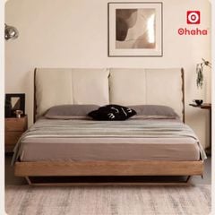 Giường Ngủ Gỗ Tự Nhiên Gỗ Tần Bì Ash Cao Cấp Bọc Nệm OHAHA - GGTN023