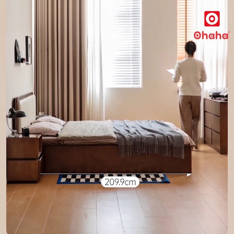 Giường ngủ gỗ tự nhiên bọc nệm cao cấp OHAHA - GGTN026
