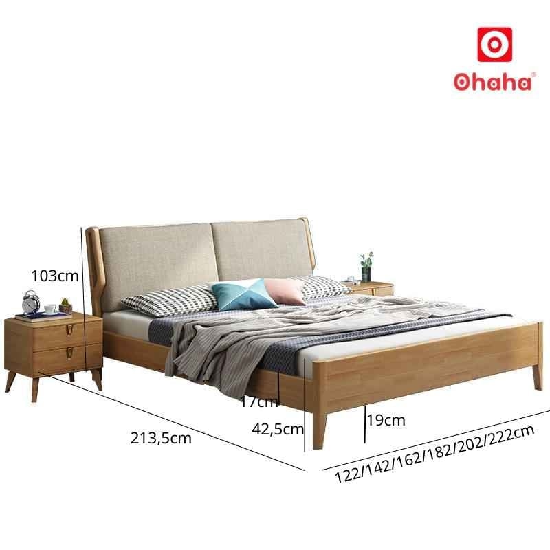 Giường ngủ gỗ tự nhiên bọc nệm cao cấp OHAHA - GGTN027