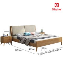 Giường ngủ gỗ tự nhiên bọc nệm cao cấp OHAHA - GGTN027
