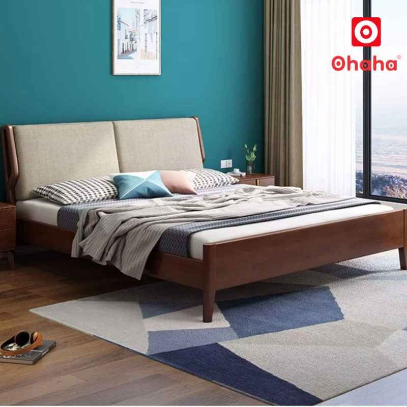 Giường ngủ gỗ tự nhiên bọc nệm cao cấp OHAHA - GGTN027