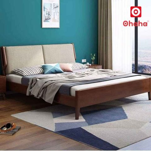 Giường ngủ gỗ tự nhiên bọc nệm cao cấp OHAHA - GGTN027