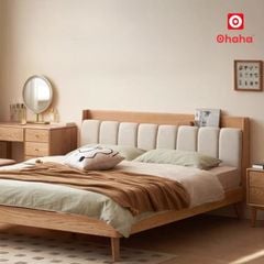 Giường ngủ gỗ tự nhiên cao cấp bọc nệm OHAHA - GGTN012