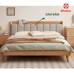 Giường ngủ gỗ tự nhiên cao cấp bọc nệm OHAHA - GGTN012