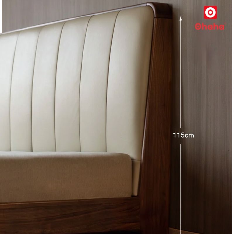 Giường Ngủ Gỗ Tự Nhiên Bọc Nệm Cao Cấp OHAHA - GGTN019