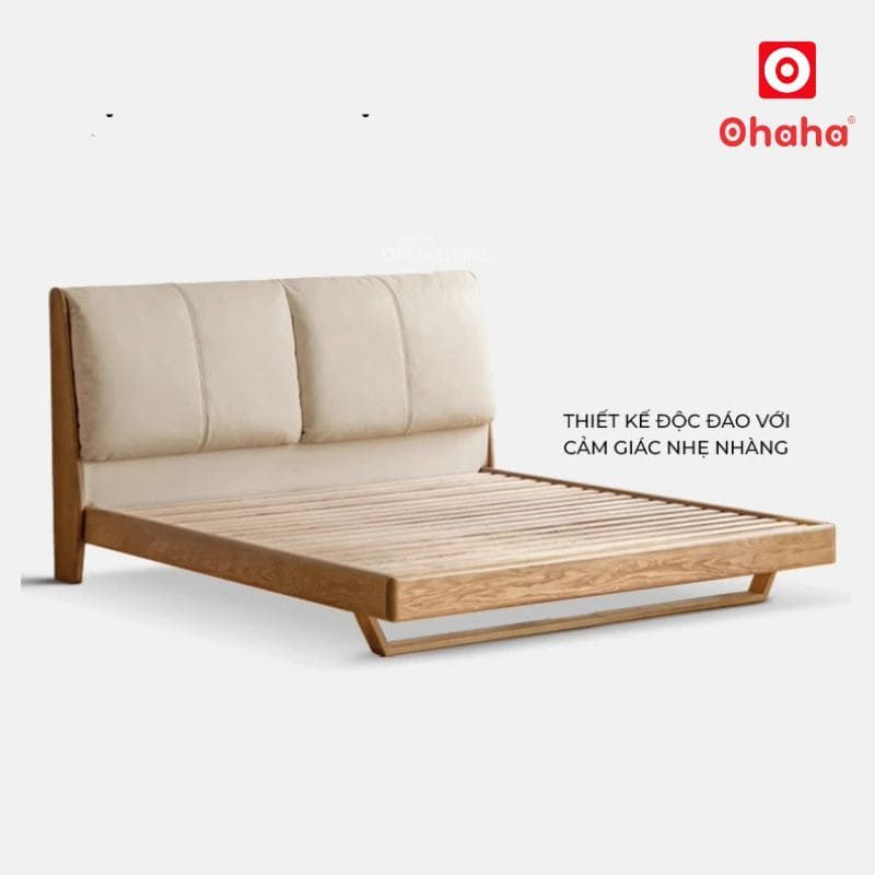 Giường ngủ gỗ tự nhiên cao cấp OHAHA - GGTN009