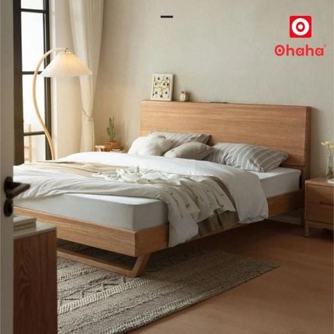 Giường ngủ gỗ tự nhiên cao cấp OHAHA - GGTN010