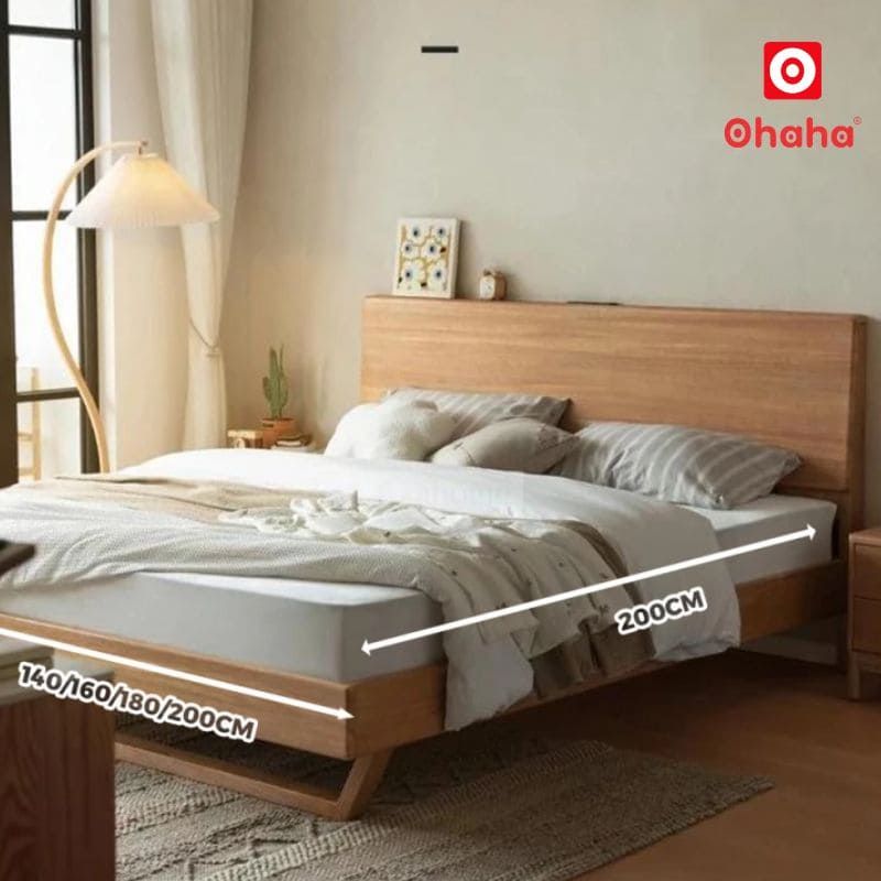 Giường ngủ gỗ tự nhiên cao cấp OHAHA - GGTN010