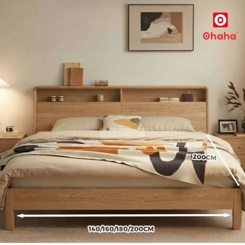 Giường ngủ gỗ tự nhiên cao cấp OHAHA - GGTN011