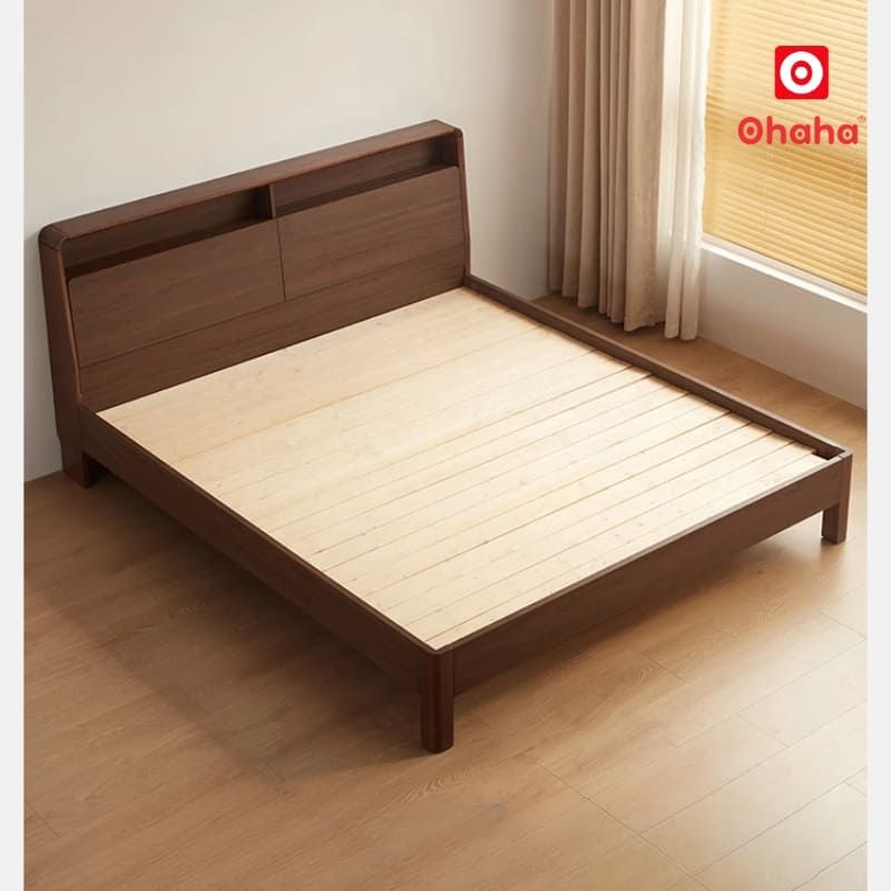 Giường ngủ gỗ tự nhiên cao cấp OHAHA - GGTN011