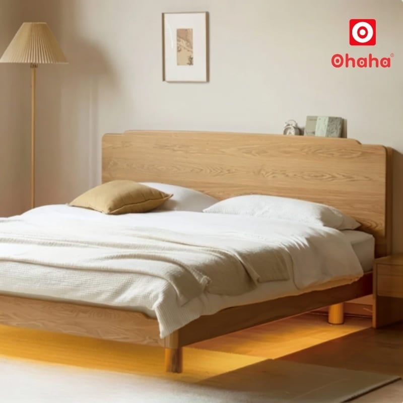 Giường ngủ gỗ tự nhiên cao cấp OHAHA - GGTN014