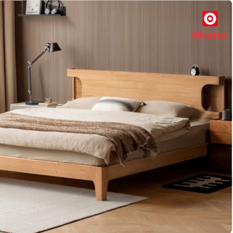 Giường ngủ gỗ tự nhiên cao cấp OHAHA - GGTN016