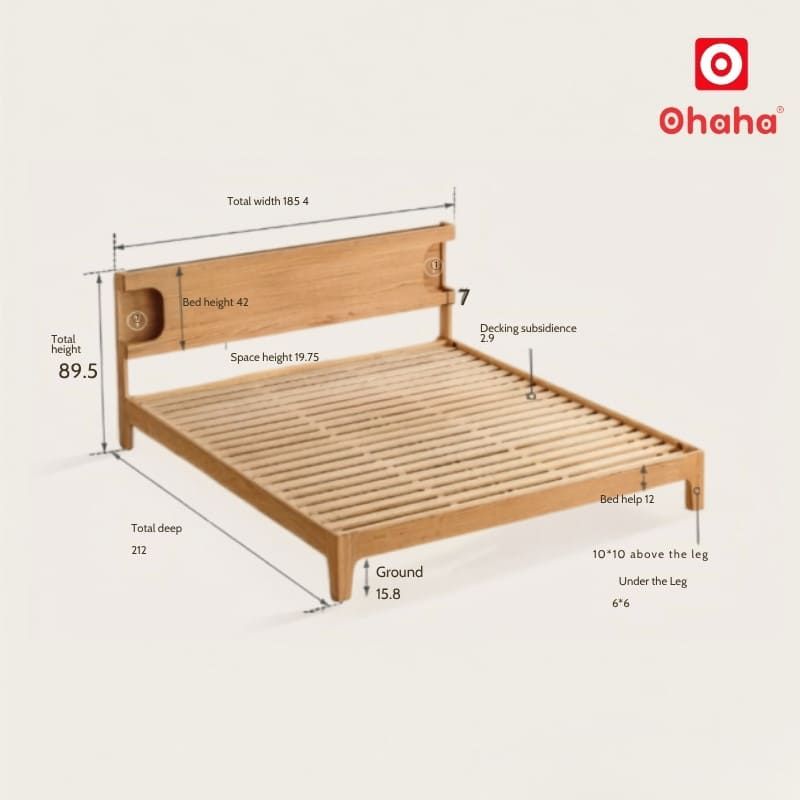 Giường ngủ gỗ tự nhiên cao cấp OHAHA - GGTN016