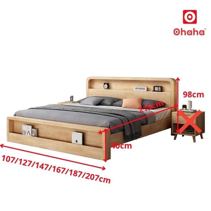 Giường ngủ gỗ tự nhiên cao cấp OHAHA - GGTN017