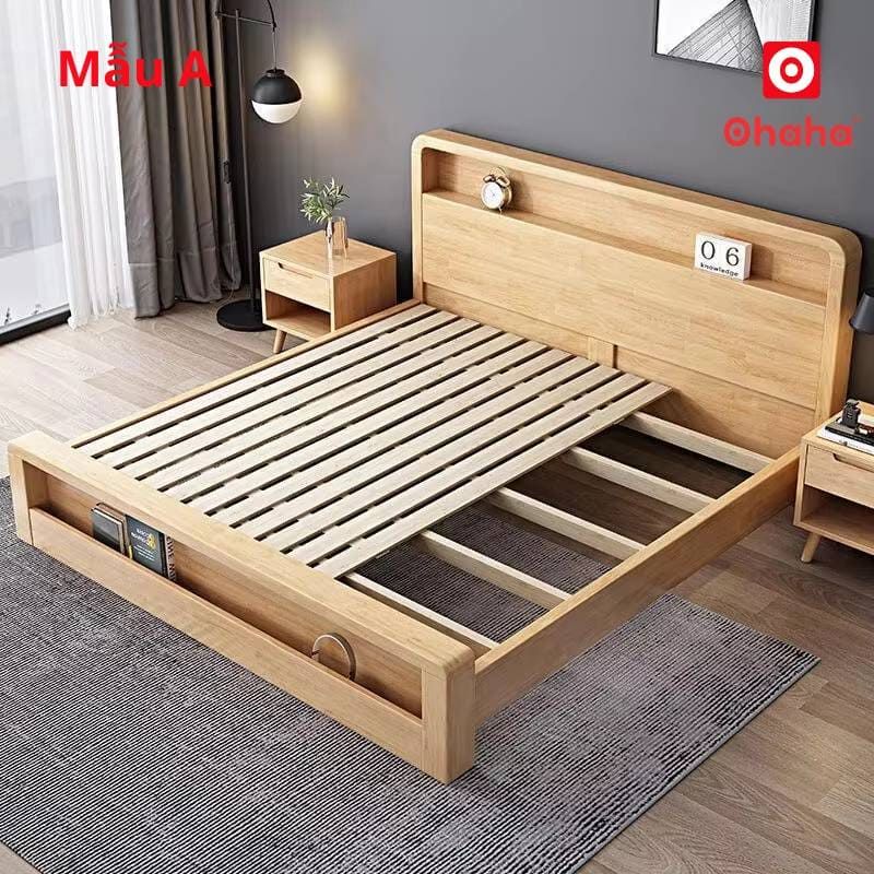 Giường ngủ gỗ tự nhiên cao cấp OHAHA - GGTN017