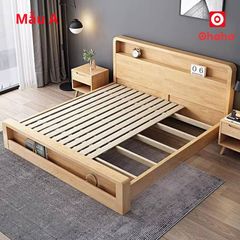 Giường ngủ gỗ tự nhiên cao cấp OHAHA - GGTN017