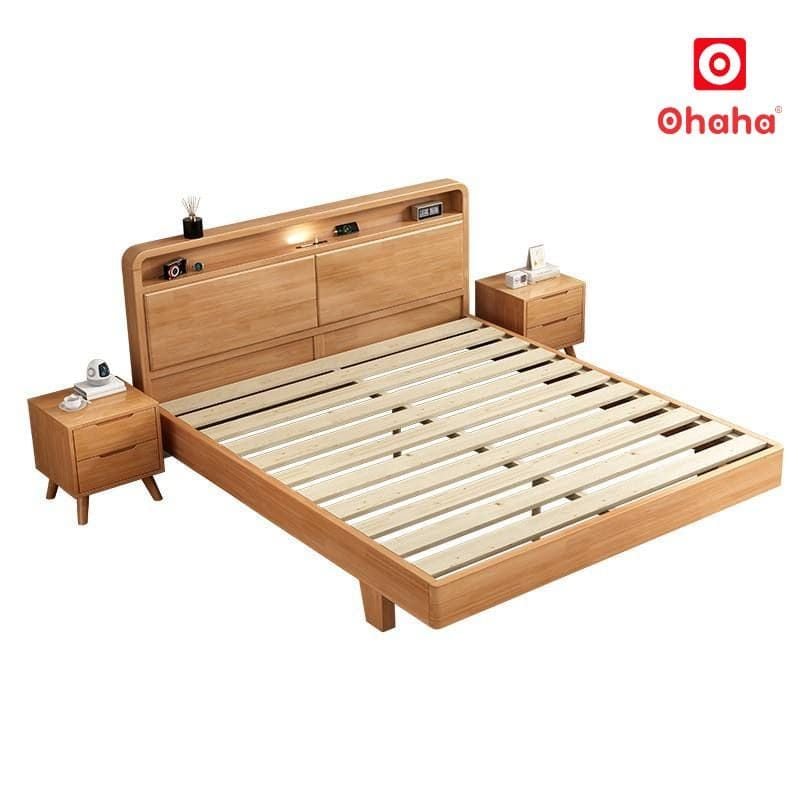 Giường ngủ gỗ tự nhiên cao cấp OHAHA - GGTN018