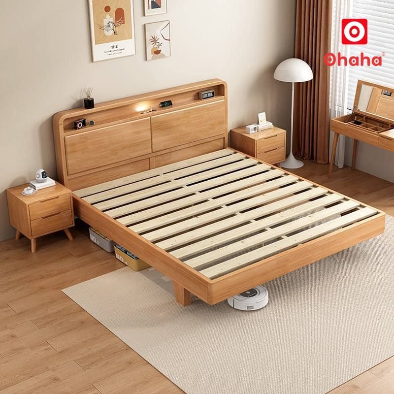 Giường ngủ gỗ tự nhiên cao cấp OHAHA - GGTN018