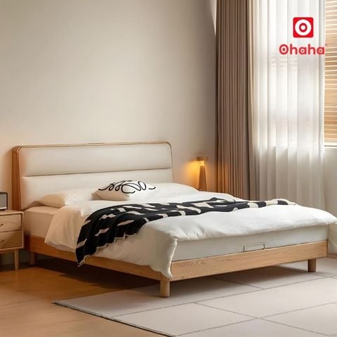 Giường ngủ gỗ tự nhiên bọc nệm cao cấp OHAHA - GGTN020