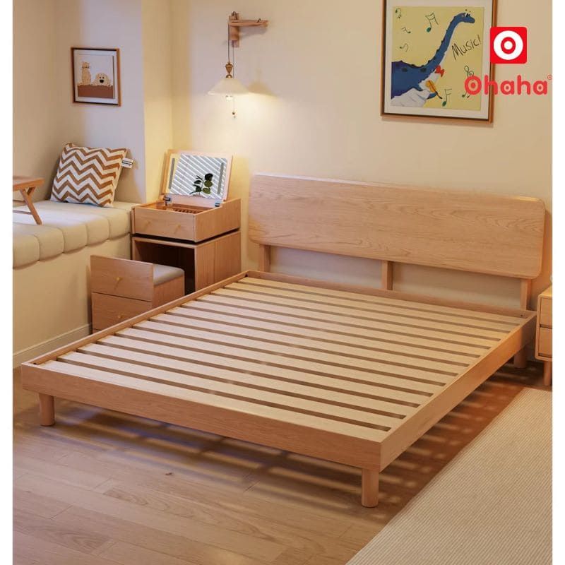 Giường ngủ gỗ tự nhiên cao cấp OHAHA - GGTN025