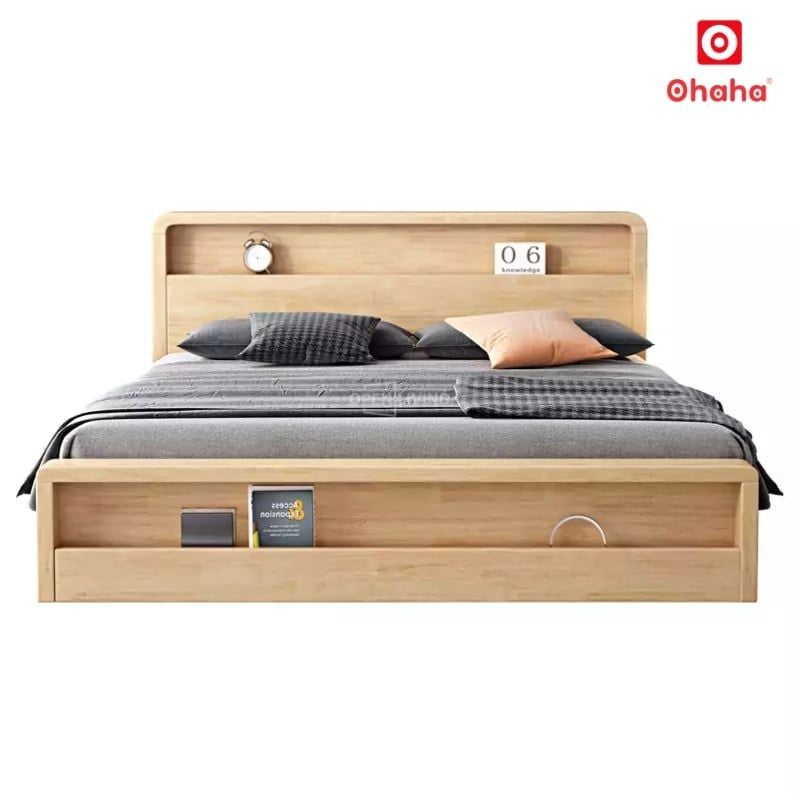 Giường ngủ gỗ tự nhiên cao cấp OHAHA - GGTN017