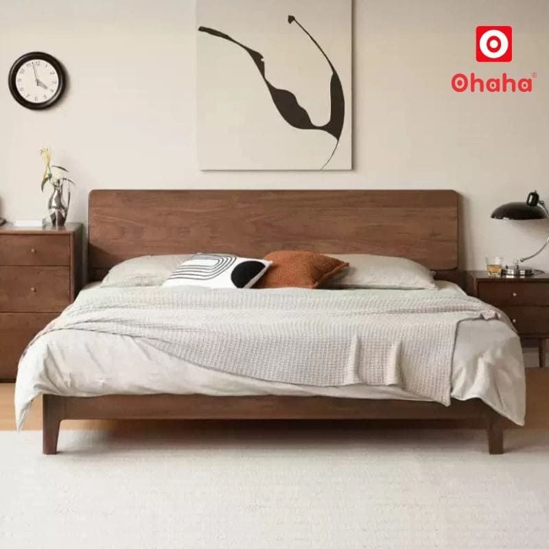Giường ngủ gỗ tự nhiên cao cấp OHAHA - GGTN024