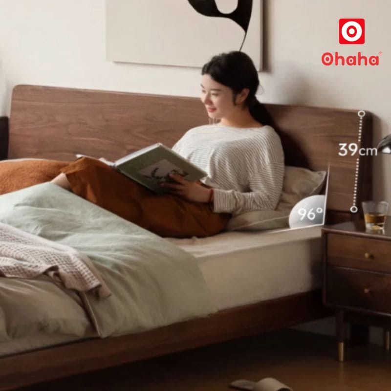 Giường ngủ gỗ tự nhiên cao cấp OHAHA - GGTN024