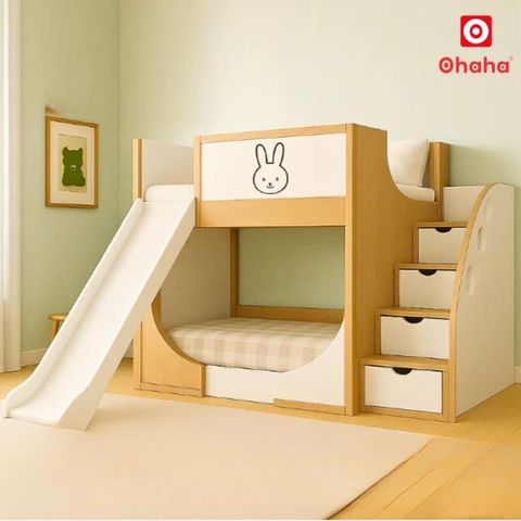 Giường tầng cho bé hiện đại có cầu tuột OHAHA - GTHĐ038