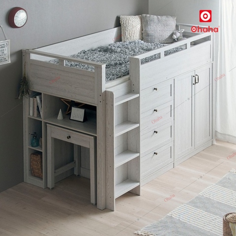 Giường tầng thông minh Ohaha kết hợp tủ áo và bàn học - GTDN036