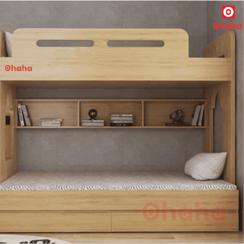 Giường tầng thông minh hiện đại Ohaha kèm cầu thang hộc kéo - GTHĐ008