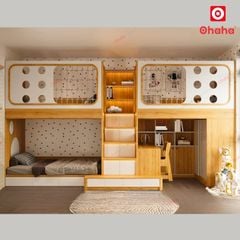 Giường tầng hiện đại 3 giường kết hợp tủ áo và bàn học Ohaha  - GTHĐ036