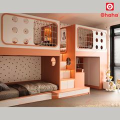 Giường tầng hiện đại 3 giường kết hợp tủ áo và bàn học Ohaha  - GTHĐ036