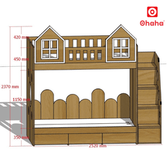 Giường tầng thông minh hiện đại hình ngôi nhà OHAHA- GTHĐ037