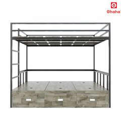Giường Tầng Thông Minh Khung Sắt Gỗ Cao Su OHAHA - GTS052
