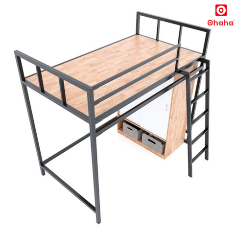 Giường Tầng Thông Minh Khung Sắt Gỗ Cao Su OHAHA - GTS053