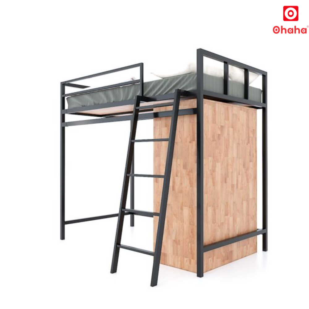 Giường Tầng Thông Minh Khung Sắt Gỗ Cao Su OHAHA - GTS053