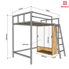 Giường Tầng Thông Minh Khung Sắt Gỗ Cao Su OHAHA - GTS053