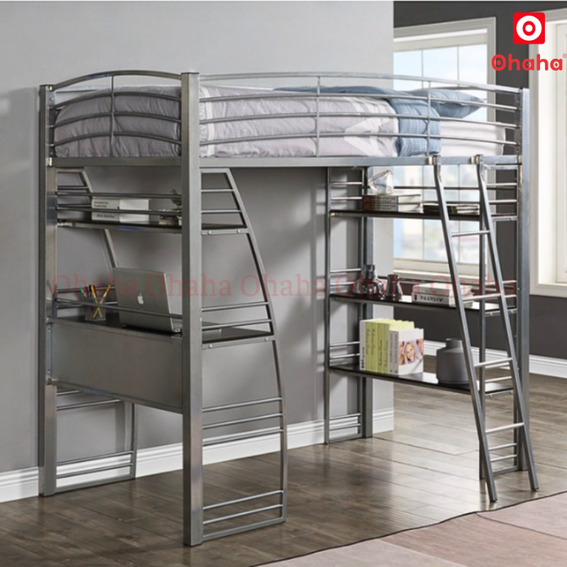 Giường tầng thông minh khung sắt có bàn học Ohaha - GTS007